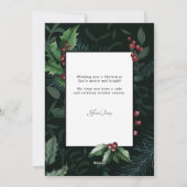 Elegant Holly Dark Green Botanical foto Feestdagenkaart (Achterkant)