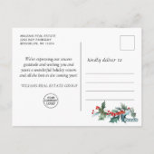 Elegant Holly Deer Corporate Greeting voor Kerstmi Briefkaart (Achterkant)