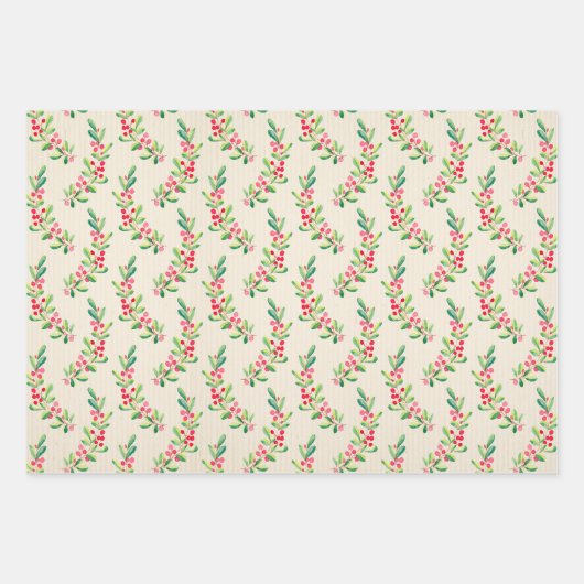 Elegant Holly en Berries Inpakpapier Vel (Voorkant 2)