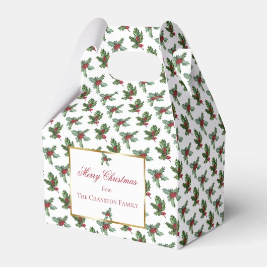 Elegant Holly en Berries kerstfeestdag Bedankdoosjes (Achterkant)