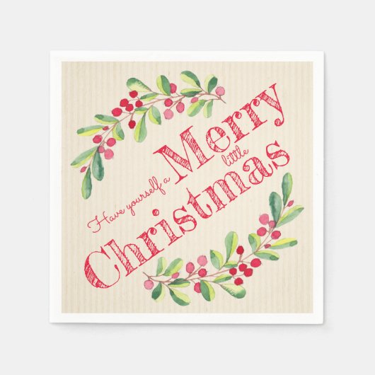 Elegant Holly en Berries kerstfeestdag Servet (Voorkant)