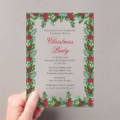 Elegant Holly en Berries Lijst Kerstfeest Acryl Uitnodigingen (Insitu (Draagbaar))