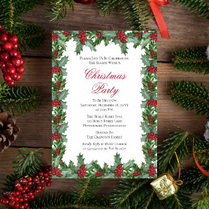Elegant Holly en Berries Lijst Kerstfeest Kaart