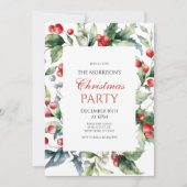 Elegant Holly en Berries Lijst Kerstfeest Kaart (Voorkant)