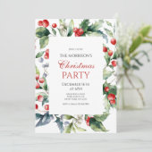 Elegant Holly en Berries Lijst Kerstfeest Kaart (Staand voorkant)