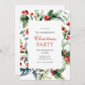 Elegant Holly en Berries Lijst Kerstfeest Kaart (Voorkant / Achterkant)