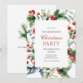 Elegant Holly en Berries Lijst Kerstfeest Kaart
