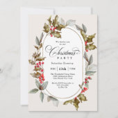Elegant Holly en Berry Botanische Kerstfeest Kaart (Voorkant)