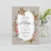 Elegant Holly en Berry Corporate Holiday Party Kaart (Staand voorkant)