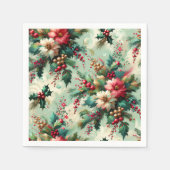 Elegant Holly en Berry Kerstgroen Servet (Voorkant)