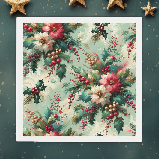 Elegant Holly en Berry Kerstgroen Servet