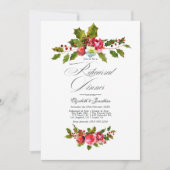 Elegant Holly en Ivy Kerst repetitie diner Kaart (Voorkant)