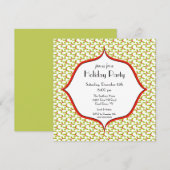 Elegant Holly Holiday Kerstparty Uitnodiging (Voorkant / Achterkant)