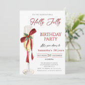 Elegant Holly Jolly christmas birthday Party Kaart (Staand voorkant)