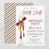 Elegant Holly Jolly christmas birthday Party Kaart (Voorkant / Achterkant)