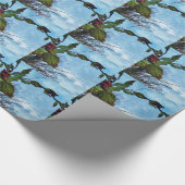 Elegant Holly Kerstmis, blauwe hemel Cadeaupapier (Hoek)