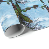 Elegant Holly Kerstmis, blauwe hemel Cadeaupapier (Rol Hoek)