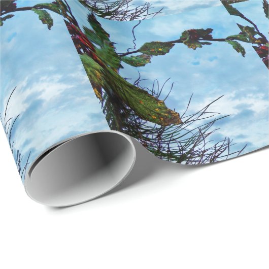 Elegant Holly Kerstmis, blauwe hemel Cadeaupapier (Rol Hoek)