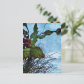 Elegant Holly Kerstmis, blauwe hemel Feestdagenkaart (Staand voorkant)