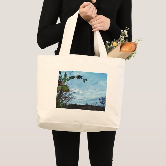 Elegant Holly Kerstmis, blauwe hemel Grote Tote Bag (Voorkant (product))