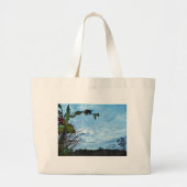 Elegant Holly Kerstmis, blauwe hemel Grote Tote Bag (Voorkant)