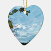 Elegant Holly Kerstmis, blauwe hemel Keramisch Ornament (Links)