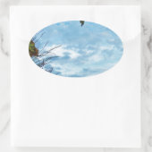 Elegant Holly Kerstmis, blauwe hemel Ovale Sticker (Tas)