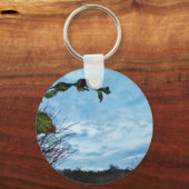 Elegant Holly Kerstmis, blauwe hemel Sleutelhanger (Voorkant)