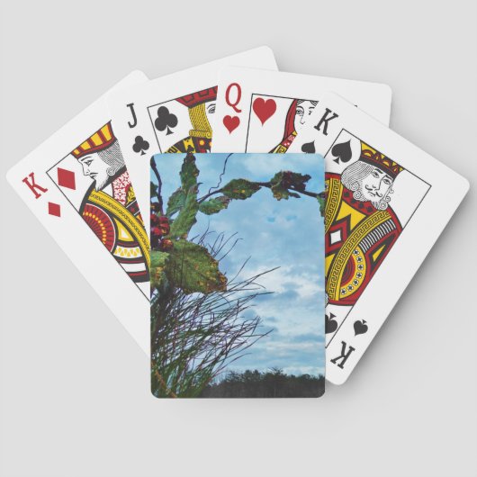 Elegant Holly Kerstmis, blauwe hemel Speelkaarten (Achterkant)