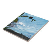 Elegant Holly Kerstmis, blauwe hemel Tegeltje (Zijkant)