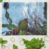 Elegant Holly Kerstmis, blauwe hemel Theedoek (Gevouwen)