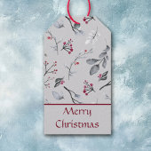 Elegant Holly laat Berry's op Zilverkerst Cadeaulabel