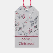 Elegant Holly laat Berry's op Zilverkerst Cadeaulabel (Voorkant)