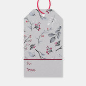 Elegant Holly laat Berry's op Zilverkerst Cadeaulabel (Achterkant)