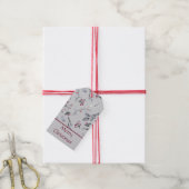 Elegant Holly laat Berry's op Zilverkerst Cadeaulabel (Met Touw)