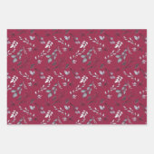 Elegant Holly Leaves Red Berries Kerstfeest Inpakpapier Vel (Voorkant 3)