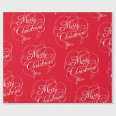 Elegant Holly Merry Christmas Red Cadeaupapier (Vlak)