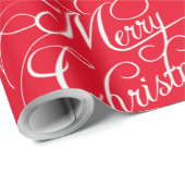Elegant Holly Merry Christmas Red Cadeaupapier (Rol Hoek)