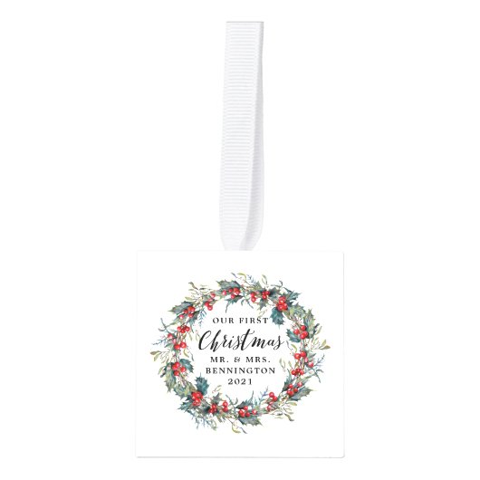 Elegant Holly Mistletoe Wreath 3 Fotokerstmis Decoratie (Voorkant)