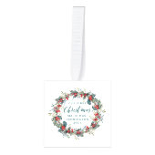 Elegant Holly Mistletoe Wreath 3 Fotokerstmis Ornament (Voorkant)