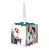 Elegant Holly Mistletoe Wreath 3 Fotokerstmis Ornament (Achter hoekig)