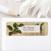 Elegant Holly op Gold Parchment Etiket (Insitu)