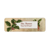 Elegant  Holly op Gold Parchment Etiket (Voorkant)