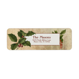 Elegant  Holly op Gold Parchment Etiket