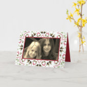 Elegant Holly Pinecone Mandala Classic 1 Foto Kaart (Gele Bloem)