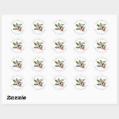 Elegant Holly Red Berries Watercolor Christmas Ronde Sticker (Vel)