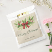 Elegant Holly & Red Bow Christmas - Bedankzakje (Gezegeld)