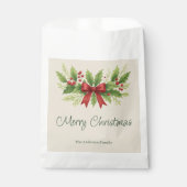 Elegant Holly & Red Bow Christmas - Bedankzakje (Voorkant)