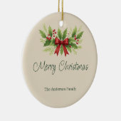 Elegant Holly & Red Bow Christmas -  Keramisch Ornament (Rechts)