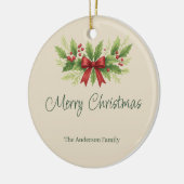 Elegant Holly & Red Bow Christmas - Keramisch Ornament (Links)